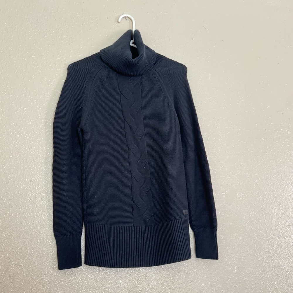 Lacoste Black Cable Knit Turtleneck Sweater - Picture 6 of 6